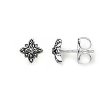 Silver Marcasite Black Star  Stud Earrings, Trendy Thomas Style Marcasite Flower Motif Ear Stud Earings Jewelry Gift For Women 2024 - buy cheap