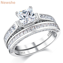 Newshe 925 Sterling Silver Wedding Rings For Women 2.96 Ct Princess Cut White AAAAA CZ Jewelry Engagement Ring Set QR4619 2024 - buy cheap