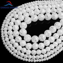 CAMDOE DANLEN Natural Stone White Snow Cracked Crystal Round Beads 4 6 8 10 12mm Fit Diy Bracelet For Jewelry Making Wholesale 2024 - buy cheap