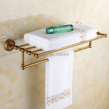 Luxury Design Euro Antique Brass Bathroom Towel Racks Double Towel Rack Wall Mounted Towel Shelf TR1002 2024 - buy cheap