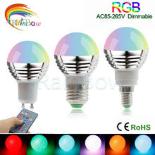 E14 E27 RGB LED Bulb GU10 5W 16 Color Changeable Lamp LED Spotlight+IR Remote Control AC85-265V Holiday Lighting bombillas led 2024 - buy cheap