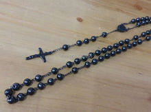 4 mm redonda 26 '' 4.5 '' aço inoxidável preto crucifixo rosário colar 2024 - compre barato