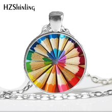 HZ--A356 New Coloring Pencils necklace Rainbow Colored Pencils Art Necklace Gift for Artist Cabochon Necklace Teacher Gift HZ1 2024 - buy cheap