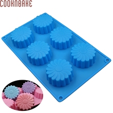 COOKNBAKE-Molde de silicona para jabón hecho a mano, forma de flor, pastel, molde de pudín de gelatina, 6 cavidades, molino de viento, herramienta de decoración de pasteles 2024 - compra barato
