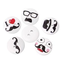 Wood Sewing Scrapbooking Button Round At Random Two Holes Mustache Pattern 15mm Dia,100 PCs new 2024 - buy cheap