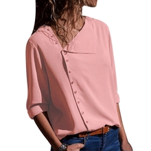 OEAK Women Chiffon Blouse with Buttons Autumn Long Sleeve Irregular Collar Blouses Plus Size  Shirts camisa feminina 2024 - buy cheap