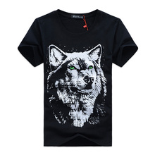 Camiseta masculina de verão, estampa 3d de lobo, camiseta casual de manga curta, gola redonda, camisetas masculinas 2024 - compre barato