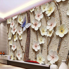 Beibehang personalidad moderna Simple 3D flor en relieve Fondo mariposa en relieve decorativo mural papel tapiz 3d wallpape 2024 - compra barato