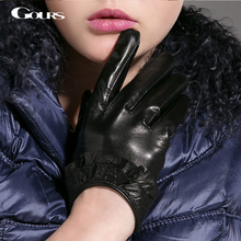 Gours Winter Genuine Leather Gloves Women New Fashion Brand Goatskin Ladies Black Driving Gloves Goatskin Mittens GSL012 2024 - buy cheap