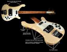 Бас-гитара Shelly, 4 струны, с закругленным кленовым корпусом, RK 4003, левая и обратная бас-гитара 2024 - купить недорого