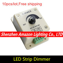 10pcs/lot 1 Channel Strip LED Dimmer Switch Balck Adjustable Brightness Controller DC 12V 24V 8A 2024 - buy cheap