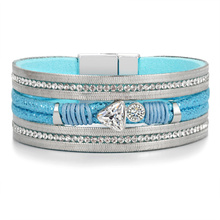 Minhin pulseira feminina com fivela magnética, bracelete triangular de couro pu de alta qualidade com fivela 2024 - compre barato