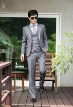 Fashion Stylish Leisure Mens Suit Luxury Terno Masculino Costume Homme Wedding Groomsmen Tuxedo Suits(Jacket+Pants+Vest) 2024 - buy cheap