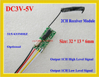 DC 3V-5V 2CH Decoding Receiver Module 3V 3.7V 4.5V 5V Output 1CH High Level 1CH Low Level TTL Signal 315/433MHZ Learning M T L - specifications DC 3V-5V 2CH Decoding Receiver Module 3V 3.7V 4.5V 5V Output 1CH High Level 1CH Low Level TTL Signal 315/433MHZ Learning M T L - specifications
