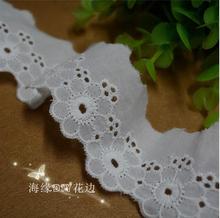 Beautiful Design 5 Yards 4cm Width Off White Lace Clothing Flower 100% Cotton Lace Trim DIY Accessories Wedding Decoration 2024 - buy cheap