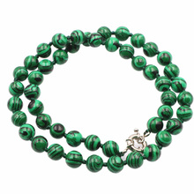 New Fashion Green Malachite Stone Beads Necklace Chain for Women 8mm 10mm Round Necklace Stripes Turquoises Choker Jewelry A724 2024 - buy cheap