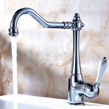 Modern Curve Spout Chrome Bathroom Sink Faucet with White Handle Vessel Sink Faucet Deck Mounted 1174C 2024 - buy cheap