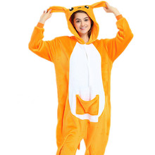 Pijamas para adultos y mujeres, ropa de dormir de franela Unisex con bonito canguro de dibujos animados, Conjunto de pijama de animales con capucha, Kigurumi 2024 - compra barato