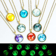 Full Moon Necklace Glow In The Dark Moon Phase Gold Chain Pendant Necklace Glowing Birthday Moon Jewelry Lunar Phase Necklace 2024 - buy cheap