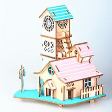 Лазерная резка, 3D деревянные пазлы, строительные пазлы, Риверсайд вилла, сделай сам, ручная сборка, Детские Обучающие деревянные игрушки для детей 2024 - купить недорого