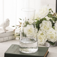 Японский стиль, прозрачная стеклянная ваза с узором молотка, Настольная ваза для цветов, Современная креативная Настольная Ваза для гидропоники, стеклянная ваза для цветов 2024 - купить недорого