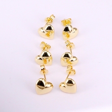 6Pairs, Heart Shaped metal copper earrings gold filled women jewelry 2024 - buy cheap
