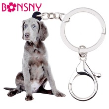 Bonsny chaveiro de acrílico com personalização, chaveiro de cachorro weimescoper, joias de animais para mulheres, bolsa de carro, presente 2024 - compre barato