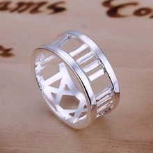 Anel fino de prata banhado a prata sr026, joia de anéis romanos para mulheres/homens 2024 - compre barato