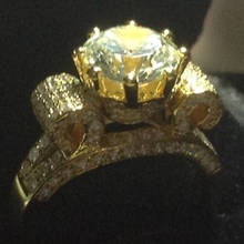 3 Carat Yellow Gold 585 Gorgeous Royal Diamond Women Engagement Ring Fashion Wedding Jewelry Accessories 2024 - buy cheap