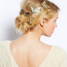 Cute Gold Metal Butterfly Shap Hair Clip Hairpins Girls Headpiece Beach Hair Accessories Wedding Bride Costume Headdress 2024 - buy cheap