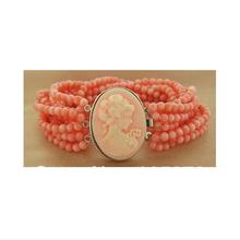 Stunning AAA 10 Row 100% Natural Pink Coral Beads 8'' Bracelet Cameo Clasp Wholesale New Free Shipping 2024 - buy cheap