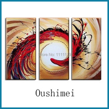 Hand Painted 3P Group of Abstract Landscape Oil Painting For Living Room Wall Pictures No Frame Red Flame Canvas Pictures 2024 - buy cheap