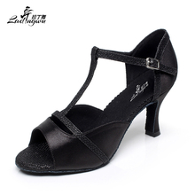 Sapatos femininos dourados/roxo/preto de cetim e flash, sapatos para dança de salão, tango samba, tamanhos 35-44 2024 - compre barato