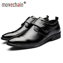 Movechain sapato de couro masculino, plus size, 38-48, de couro, bagagem, sapato masculino de negócios, loafers 2024 - compre barato