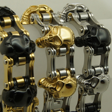 cool men/boy stylish skull motorcycle biker rock 316L stainless steel chain bracelet 2024 - buy cheap