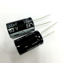 Frete grátis 100pcs 63v1000uf 1000uf 63v capacitor eletrolítico de alumínio 16*25mm 2024 - compre barato