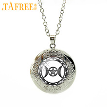 TAFREE Wholesale Charms Triple Moon Goddess locket Pendant Necklace galaxy planet star nebula statement men women jewelry N475 2024 - buy cheap