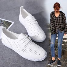 2019spring spring and summer new breathable white shoes women's shoes wild flat bottom shoes Cut-outs SHOES Ladies 2024 - buy cheap