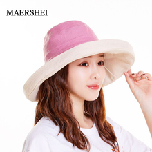 MAERSHEI-Sombrero sombreado para mujer, sombreros de cubo de doble cara, sólido, combina con todo, ala ancha, estilo coreano, elegante 2024 - compra barato