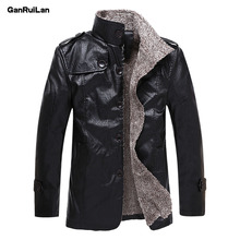 2021 New Winter Men's Leather Jackets 5XL 6XL Stand Collar Long Coats Men Windbreaker Fleece PU Leather Male Jacket JK18027 2024 - buy cheap