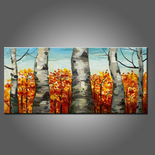 Hand Painted High Quality Autumn Trees Oil Painting On Canvas Handmade Fall Orange Tree On Canvas For Drawing Room Oil Painting 2024 - buy cheap