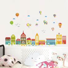 Balloons White clouds city building wall stickers For kids rooms decals children bedroom kindergarten Decoration art wall Decals 2024 - buy cheap