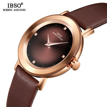 Ibso 2021 luxo senhora relógio de cristal moda feminina relógios couro genuíno masculino quartzo relógio de pulso presente do dia dos namorados 2024 - compre barato