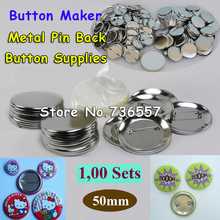 100 Sets of 2" 50mm Pin Back Metal Pinback Button Supply Materials for Professional All Steel Badge Button Maker 2024 - buy cheap