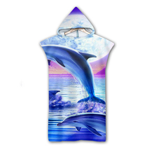 3D цифровая печать милый Дельфин цветное полотенце с капюшоном носимое банное полотенце для взрослых путешествия микрофибра пляжные полотенца стиль-4 2024 - купить недорого