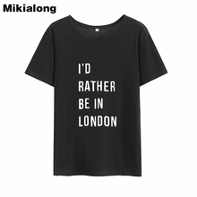 Mikialong camiseta feminina de algodão, camiseta feminina folgada de manga curta de algodão em londres harajuku 2018 2024 - compre barato