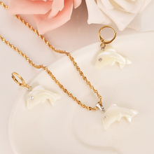 Свадебный набор из полимерных гвоздиков в африканском стиле, романтическое золотое ожерелье с дельфинами, серьги-кольца, набор украшений для женщин, свадебное украшение, подарки 2024 - купить недорого