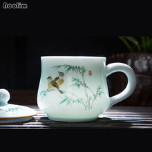 NOOLIM Jingdezhen Celadon-Taza de cerámica con tapa y filtro, taza de té de porcelana para oficina, regalo para beber en el hogar 2024 - compra barato