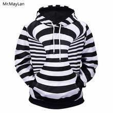 Hipster Cool 3D Print White/Black Strips Jacket Hoodies Men/Women Hiphop Streetwear Pullover Hooded Sweatshirts Boy Coat Clothes 2024 - buy cheap