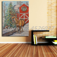 Смешанные Медиа Рождественская елка олень ферма HD настенные художественные плакаты на холсте принты картины настенные картины для офиса гостиной домашний декор 2024 - купить недорого